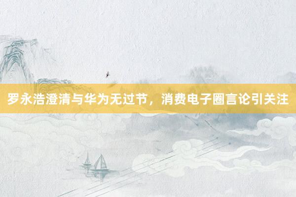 罗永浩澄清与华为无过节,消费电子圈言论引关注