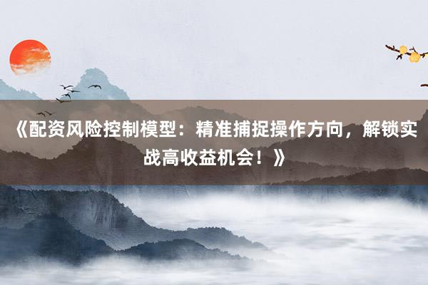 《配资风险控制模型：精准捕捉操作方向，解锁实战高收益机会！》