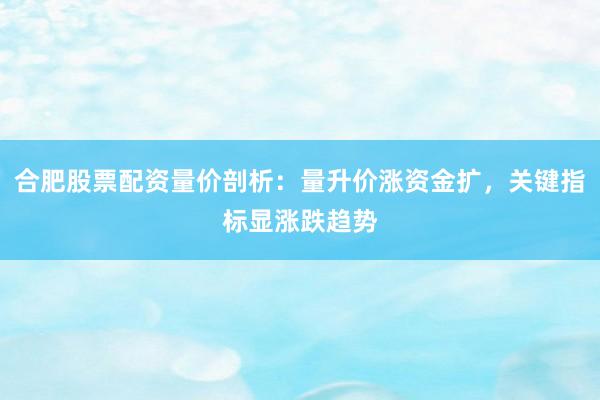 合肥股票配资量价剖析：量升价涨资金扩，关键指标显涨跌趋势