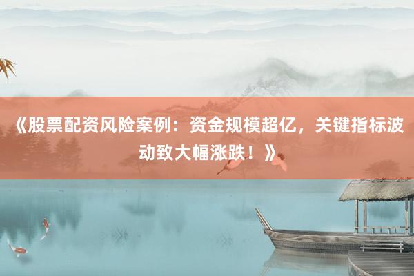 《股票配资风险案例:资金规模超亿,关键指标波动致大幅涨跌!》