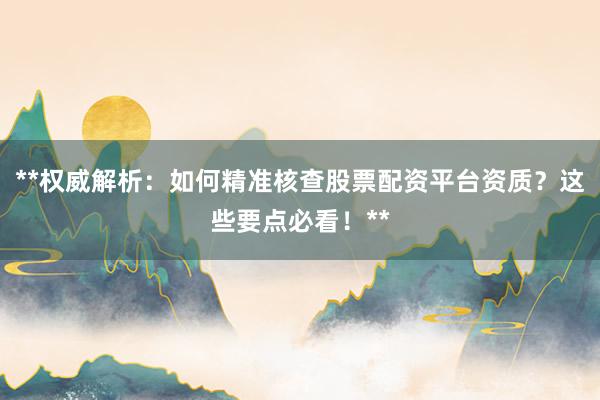 **权威解析：如何精准核查股票配资平台资质？这些要点必看！**